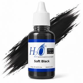Li Pigments Micro Colors H2O Soft Black Practice Pigment 12ml — bottle with a liquid pigment colour swipe