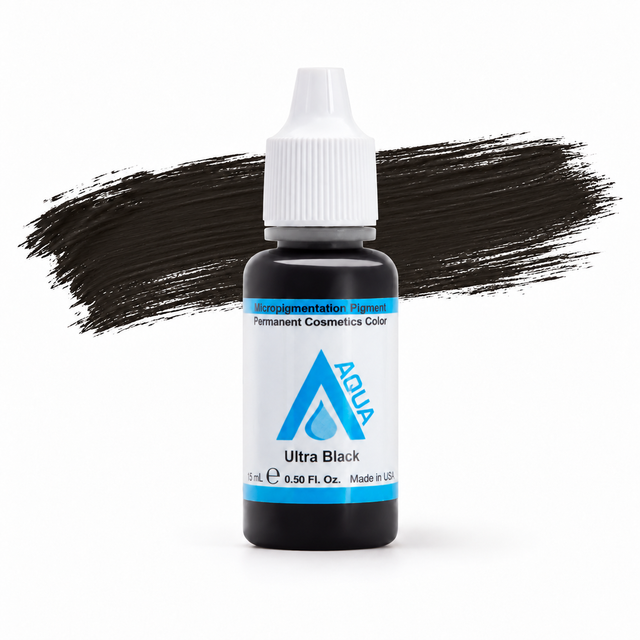 Li Pigments Aqua Ultra Black Pigment 15ml — product bottle with colour brushstroke
