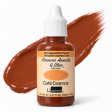 Li Pigments Forever Areola & Skin Café Cosmos 12ml — bottle with illustrative liquid pigment colour smear