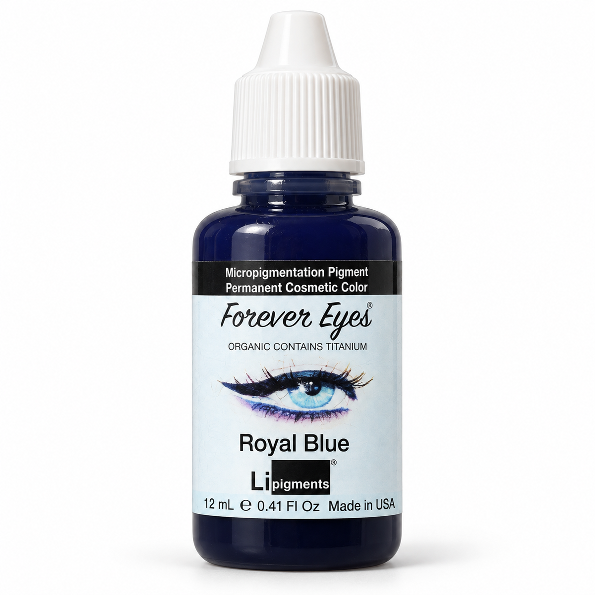 Li Pigments Forever Eyes Royal Blue 12ml — actual bottle restored on white with soft shadow