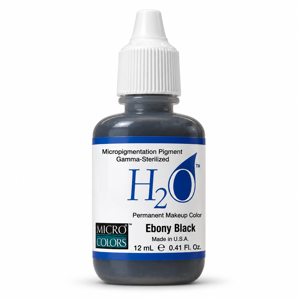 Li Pigments Micro Colors H2O Ebony Black Practice Pigment 12ml — bottle on white background with soft shadow