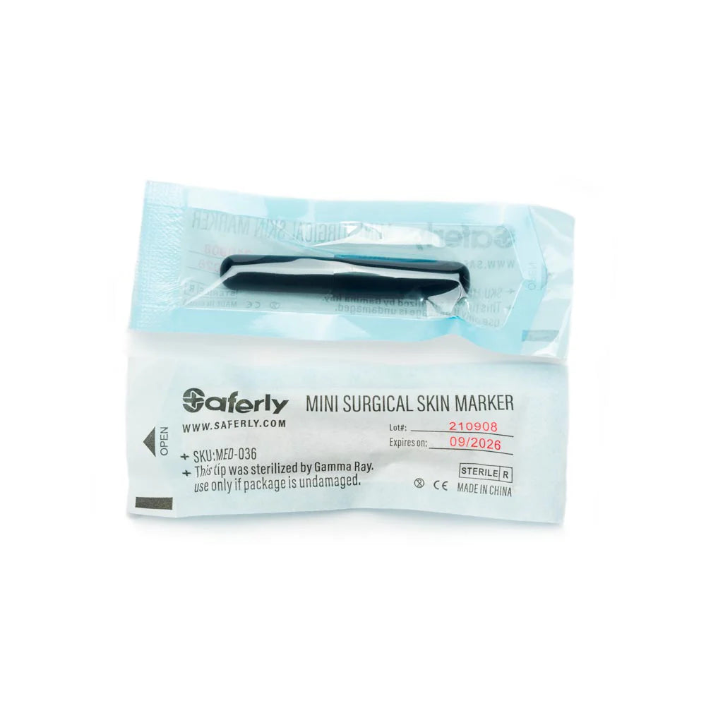 Saferly Mini Surgical Skin Marker showing a compact, sterile skin marking pen used for precise surgical marking on skin