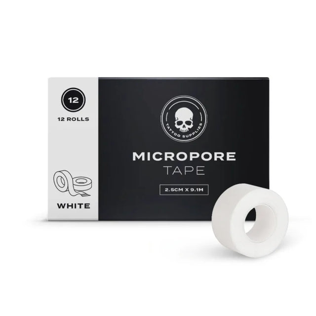 BVShop Micropore Tape 2.5cm x 9.1m, hypoallergenic medical adhesive tape, shown in a close-up image.