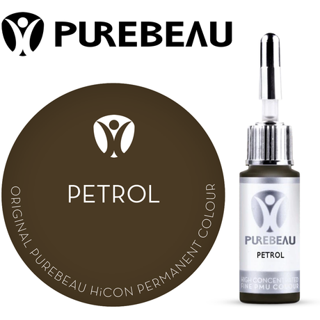 Purebeau Petrol 10ml HiCON eyebrow pigment bottle and colour swatch