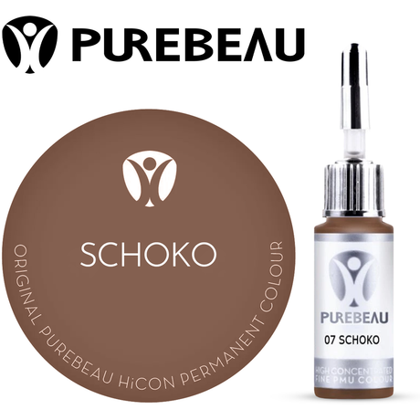 Purebeau Schoko 10ml HiCON eyebrow pigment bottle and colour swatch