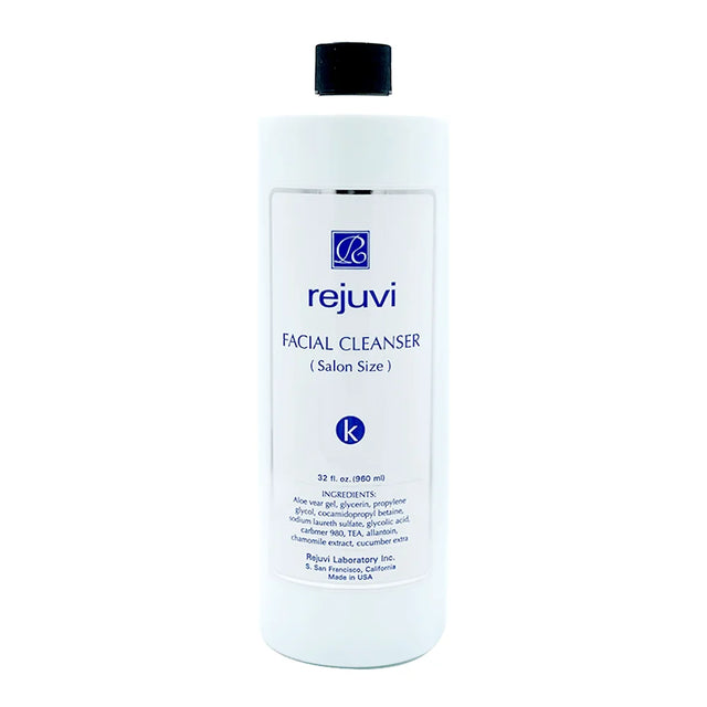 Rejuvi k Facial Cleanser 960ml bottle, front label