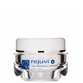Rejuvi v Nourishing Cream 50g, reflective 50g jar with a white lid
