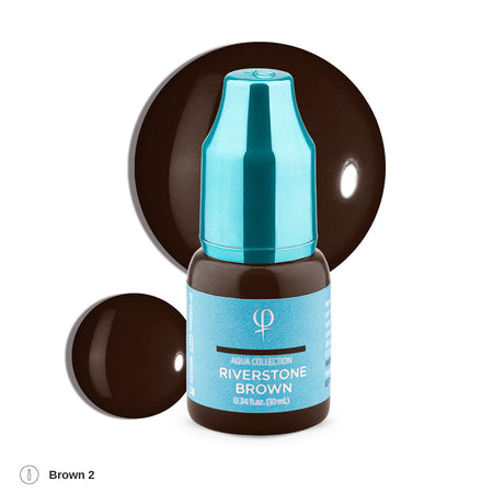 PhiAcademy PMU Aqua Riverstone Brown Pigment 10ml on a light background