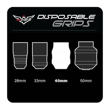FK Irons Spektra Flux Wide disposable rubber grip, 40mm diameter, single black grip for tattoo machines.