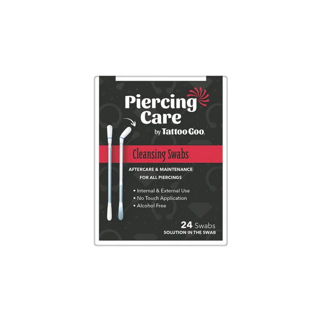 Tattoo Goo Liquid Swabs in a small bottle with applicator tips, designed for cleaning and aftercare of new tattoos.
