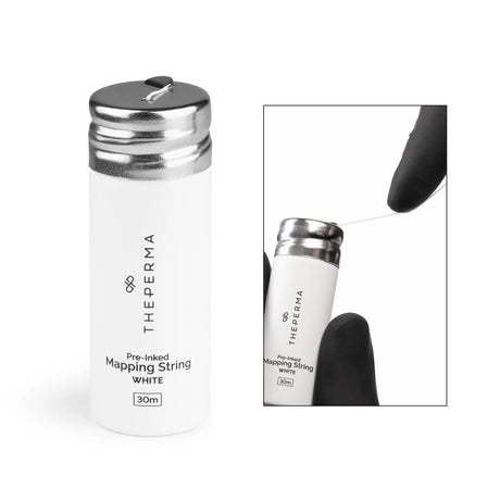 The Perma Mapping String Bottle in black, red, and white with a textured surface and colorful string design for mapping activities.