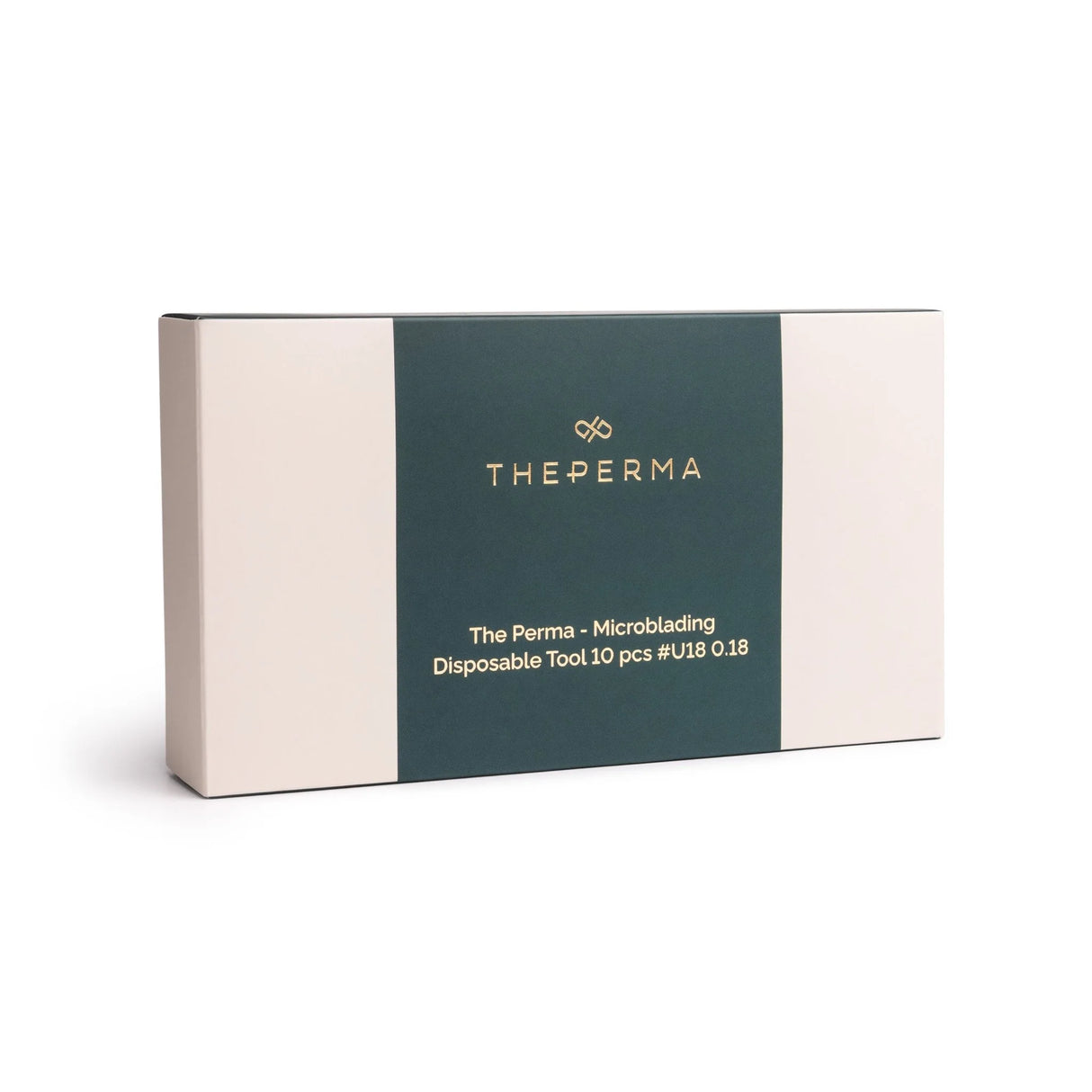 Set of 10 disposable microblading tools U18 from The Perma, 0.18mm thickness, used for precise eyebrow microblading procedures.