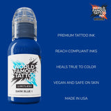 World Famous Limitless Tattoo Ink Dark Blue 1 v2 30ml - BVShop