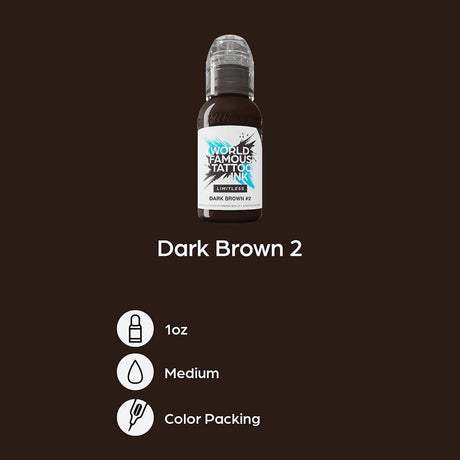 World Famous Limitless Tattoo Ink Dark Brown 2 30ml - BVShop