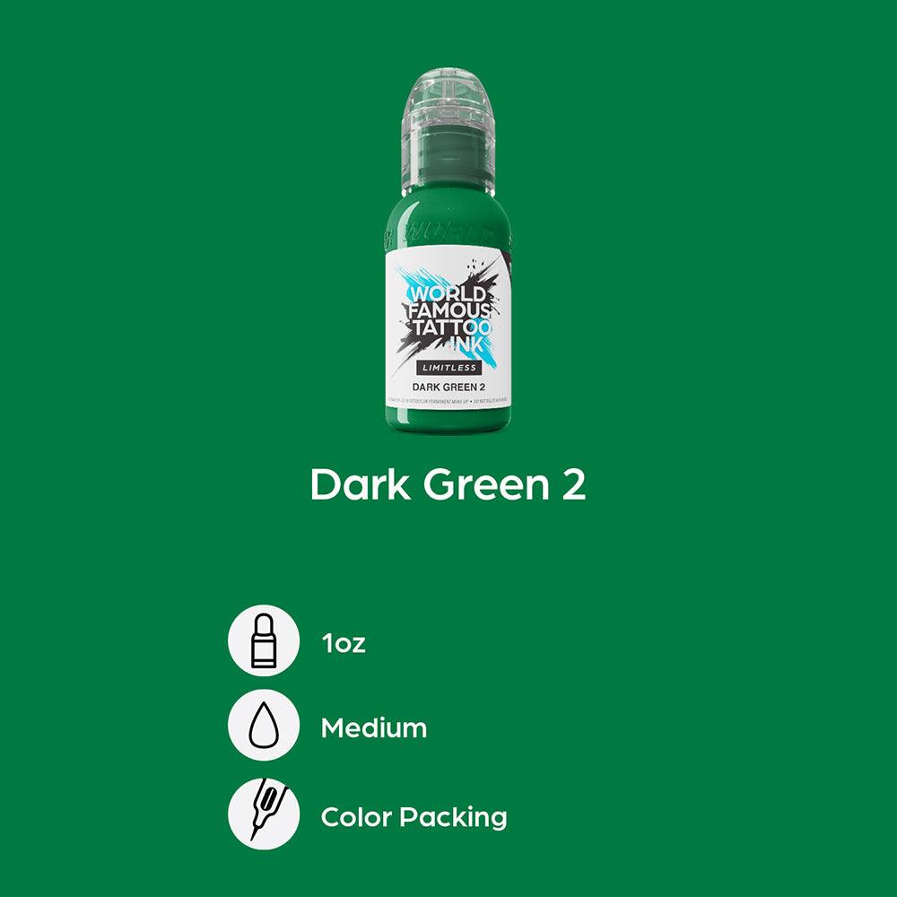World Famous Limitless Tattoo Ink Dark Green 2 30ml - BVShop