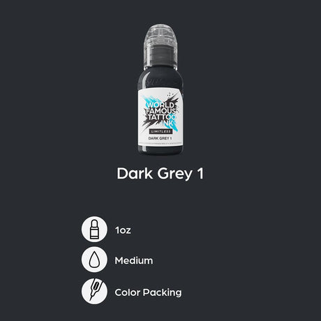 World Famous Limitless Tattoo Ink Dark Grey 1 30ml - BVShop